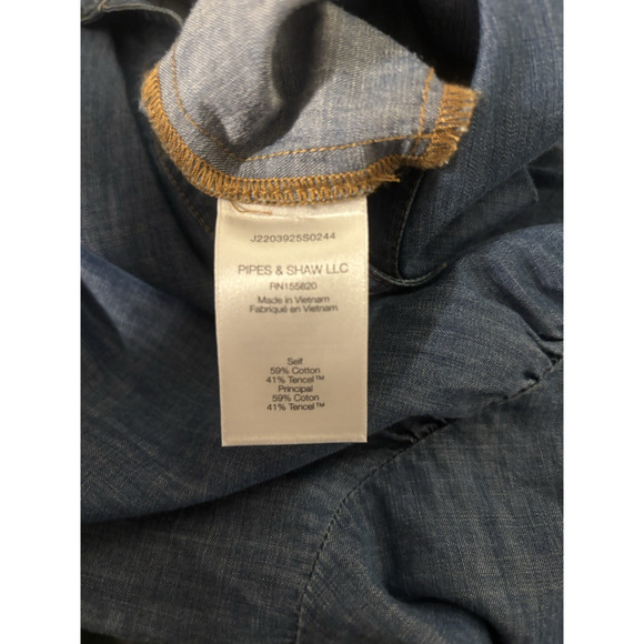 Veronica Beard Dress 6 Blue Denim Mini Vneck Boho Short Snaps Western - Picture 8 of 10